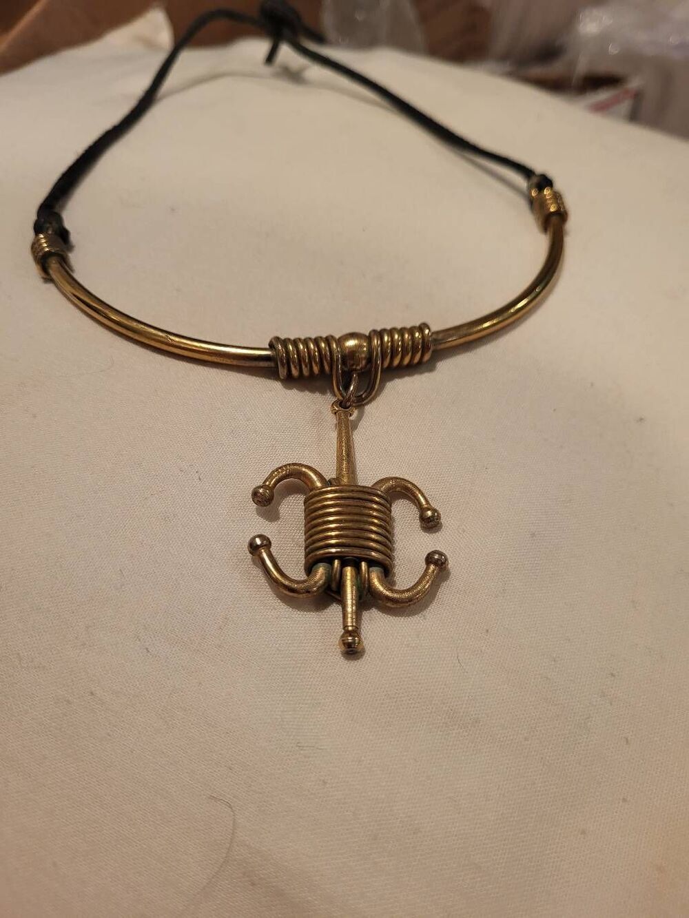 vintage large brass statement chest plate necklace